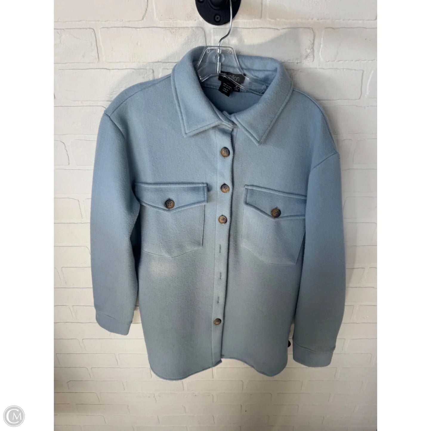 Jacket Shirt By Papillion In Blue, Size: M