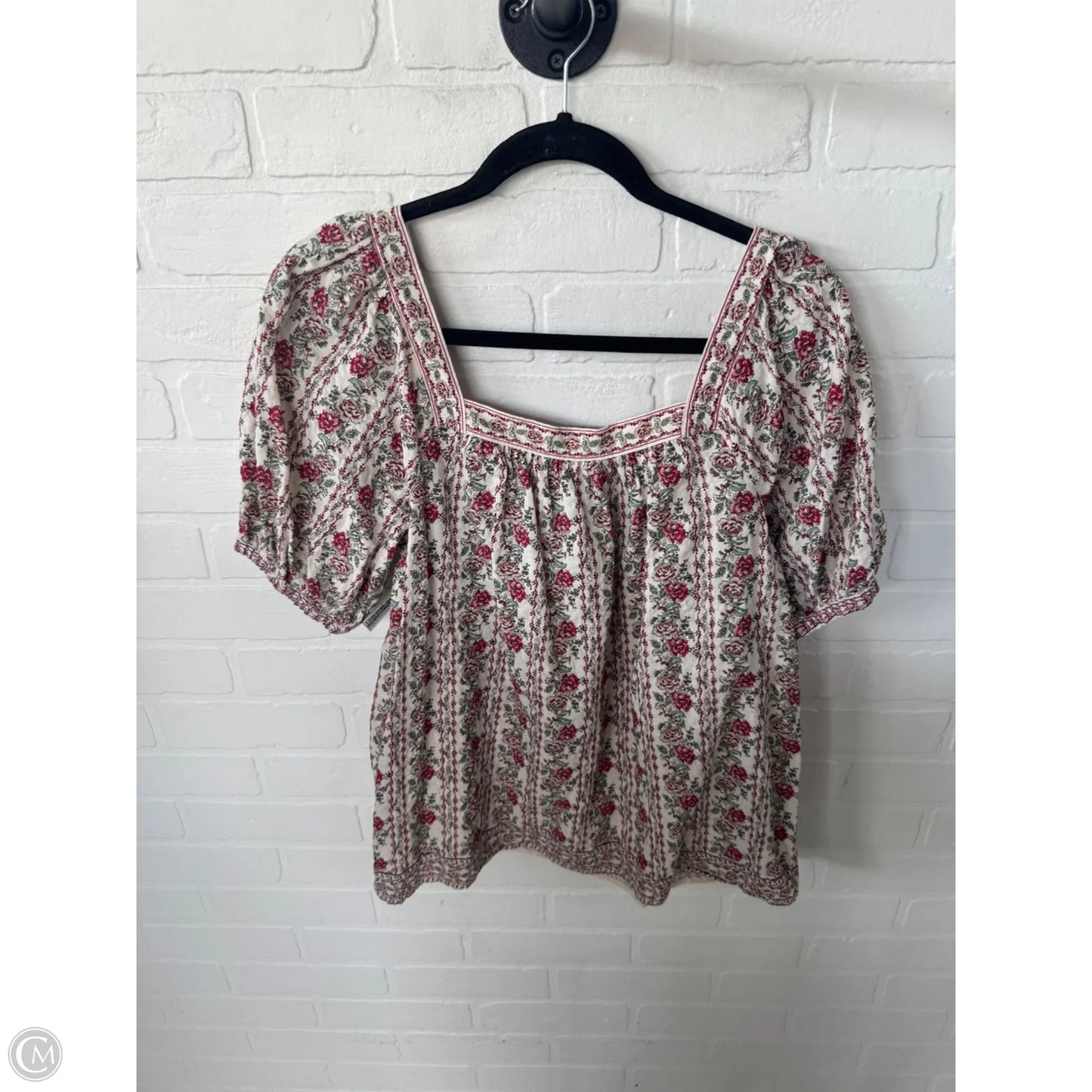 Top Short Sleeve By Max Studio In Cream & Red, Size: L