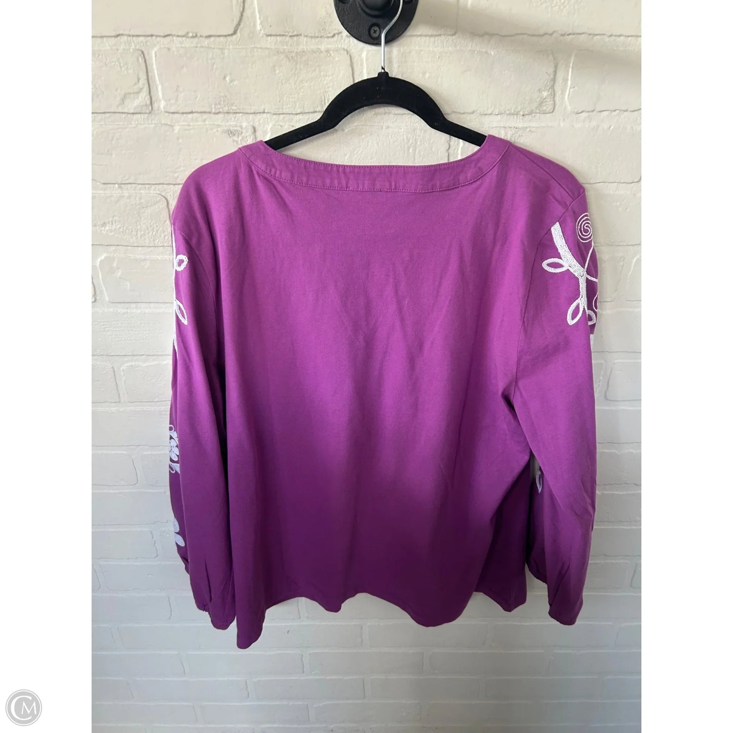 Top Long Sleeve By Talbots In Purple & White, Size: Xl