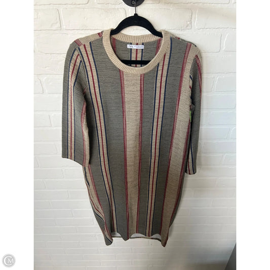 Dress Casual Midi By Zara In Grey & Tan, Size: M