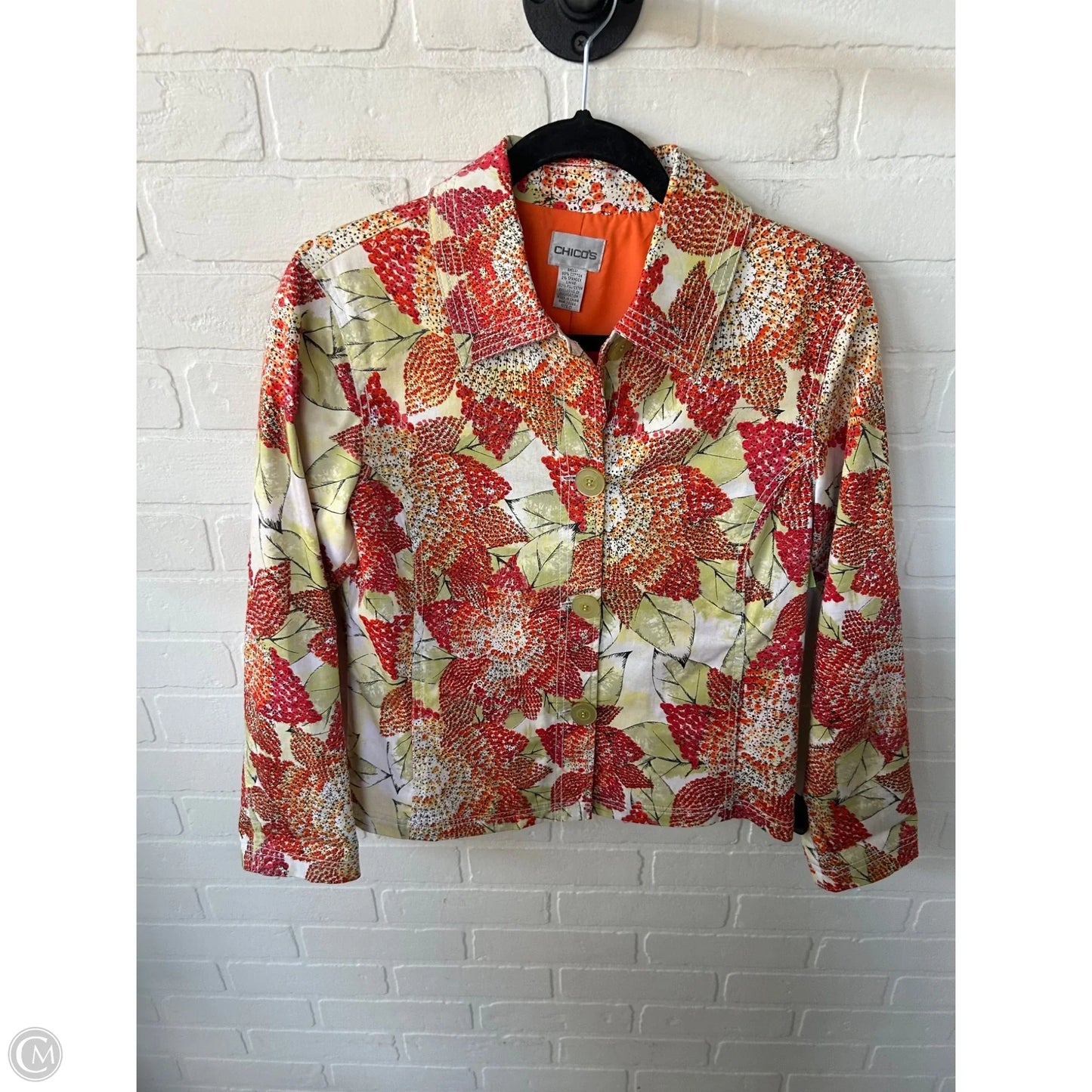 Jacket Other By Chicos In Green & Orange, Size: S