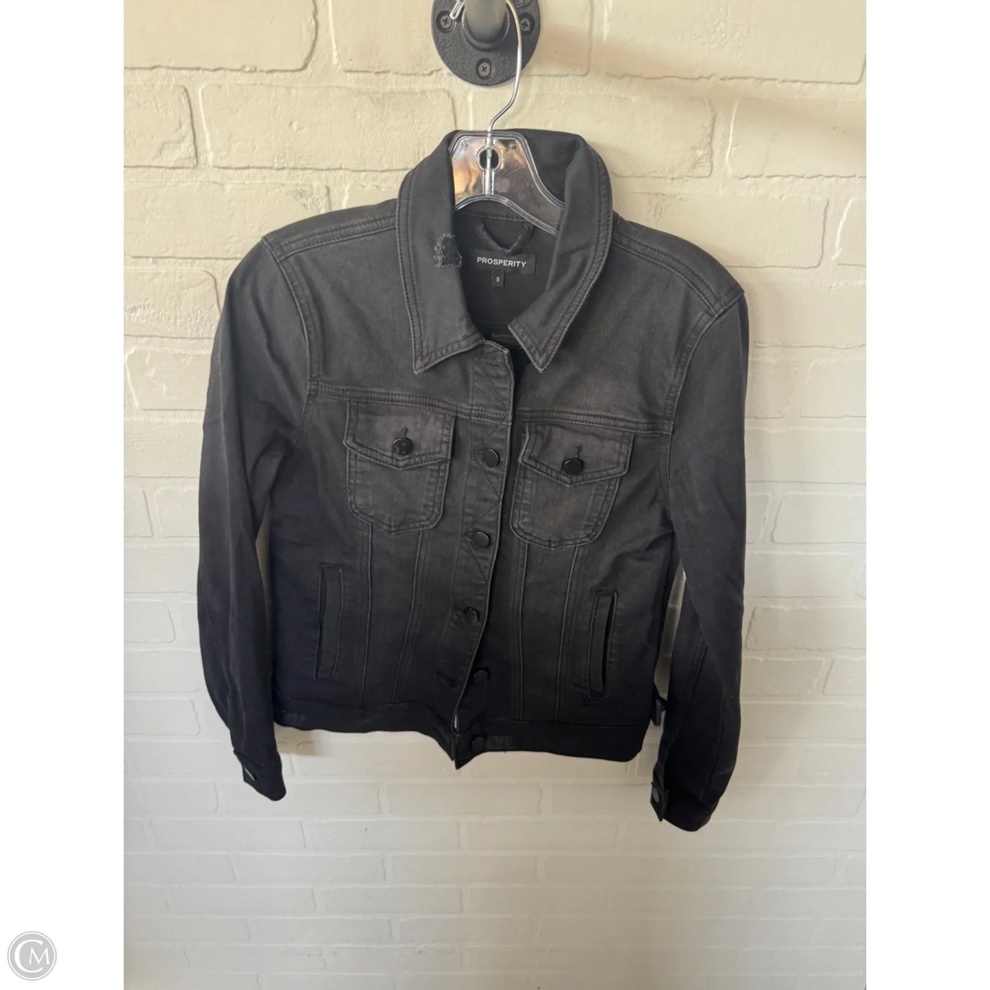 Jacket Denim By Clothes Mentor In Black Denim, Size: S