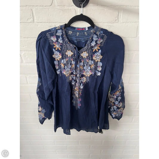 Top Long Sleeve Designer By Johnny Was In Blue, Size: L