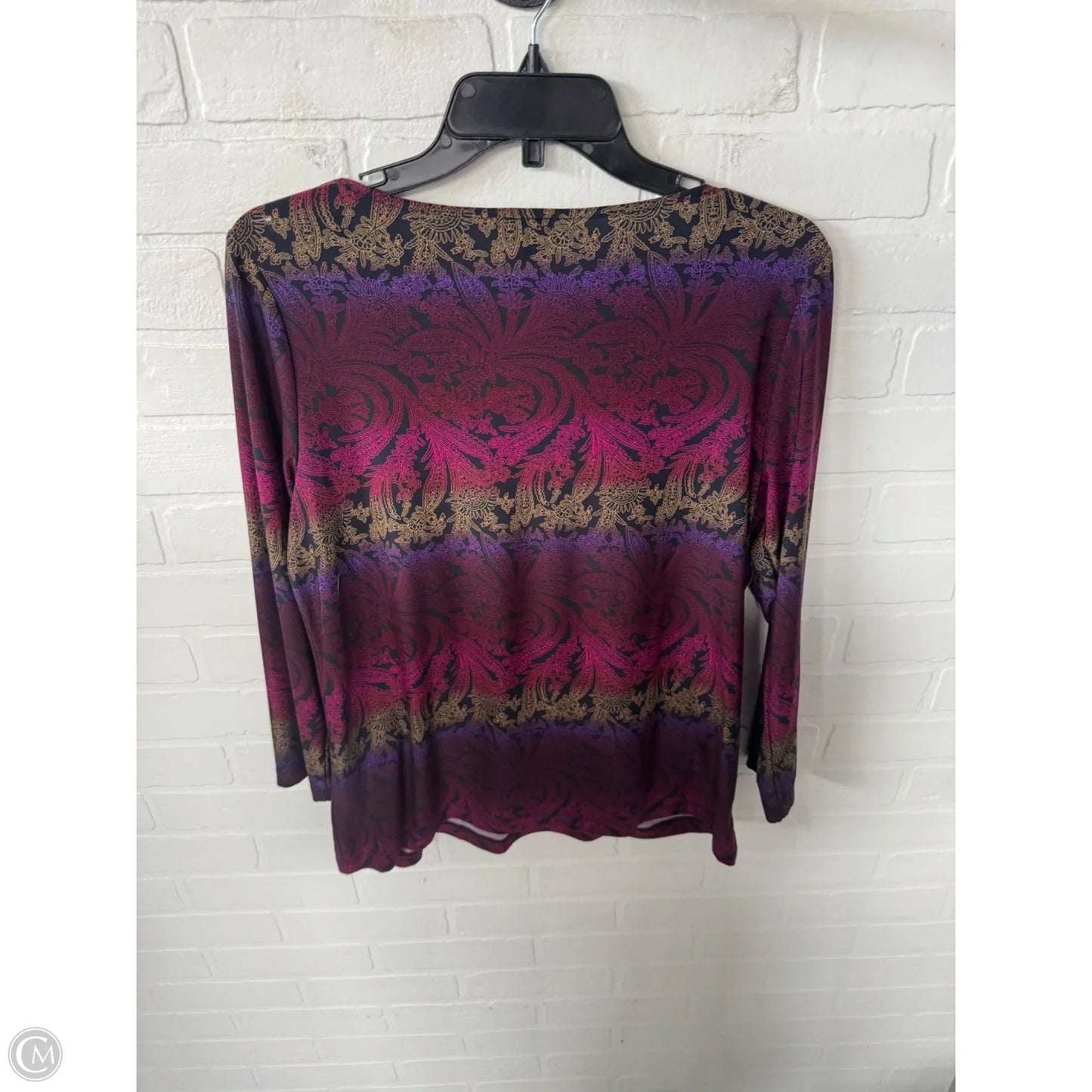 Top 3/4 Sleeve By Rafaella In Black & Red, Size: Mp