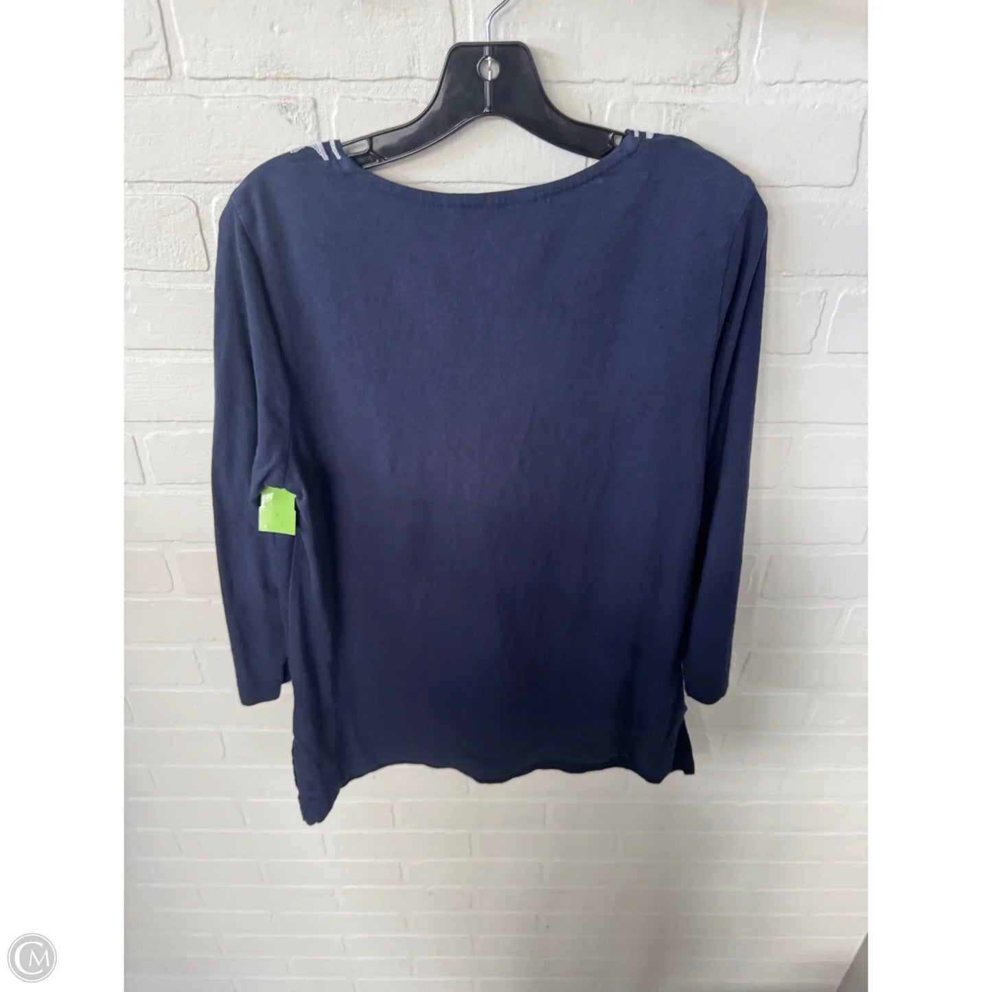 Top 3/4 Sleeve By Croft And Barrow In Blue & White, Size: S
