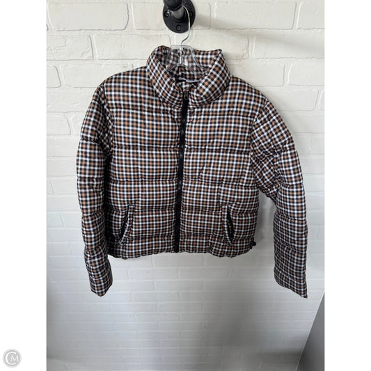 Jacket Puffer & Quilted By Time And Tru In Black & Tan, Size: M