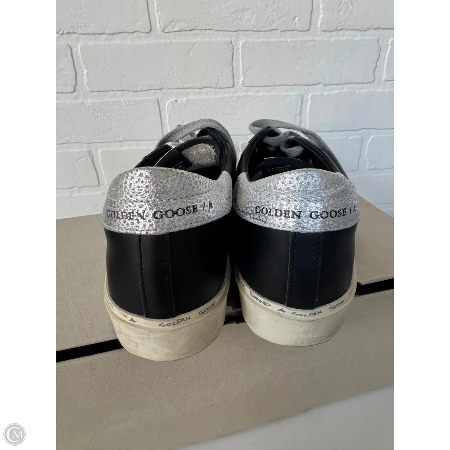 Shoes Luxury Designer By Golden Goose In Black & Silver, Size: 6.5