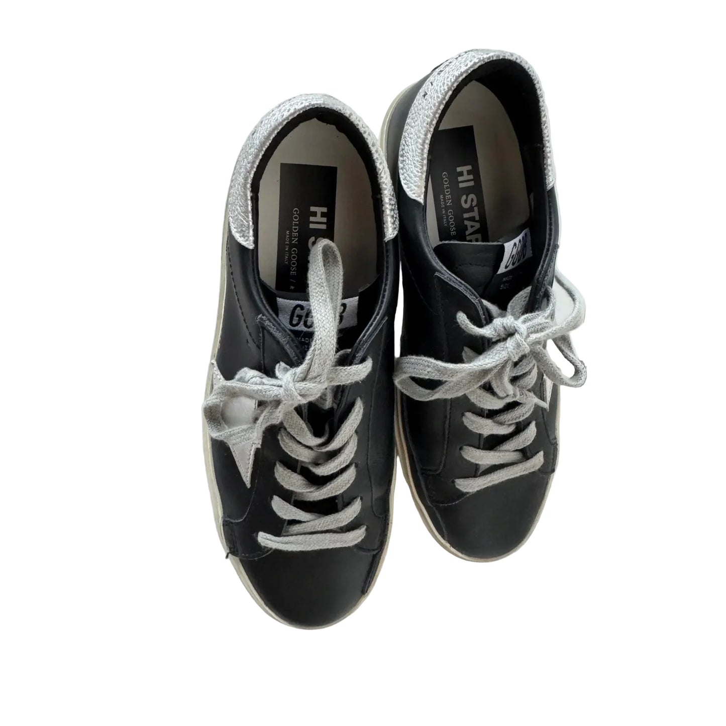 Shoes Luxury Designer By Golden Goose In Black & Silver, Size: 6.5