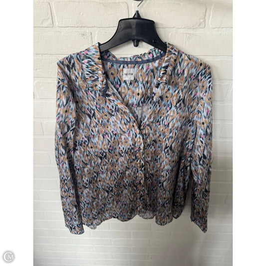 Top Long Sleeve By Nic + Zoe In Blue & Tan, Size: Xxl