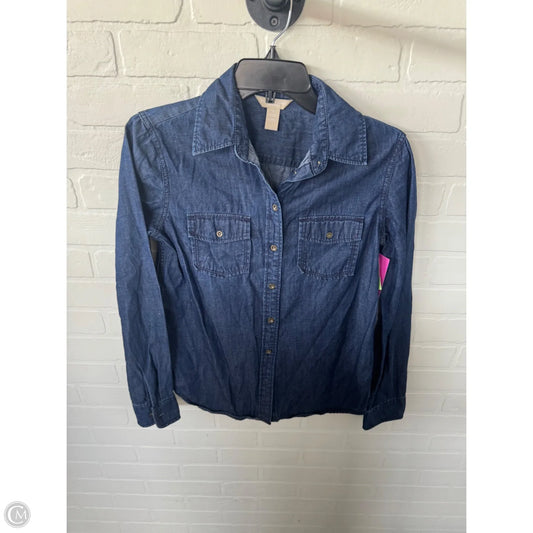 Top Long Sleeve By Banana Republic In Blue Denim, Size: S