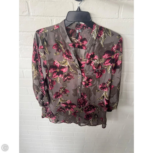Top 3/4 Sleeve By Kut In Brown & Red, Size: M