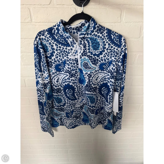 Athletic Top Long Sleeve Collar By Gottex In Blue & White, Size: Xl