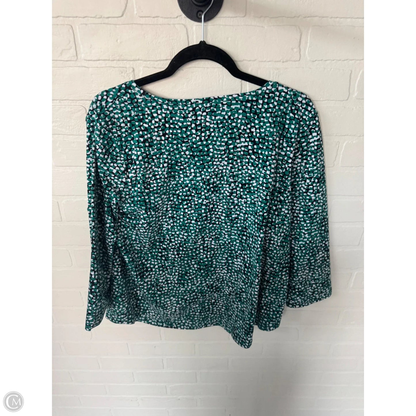 Top Long Sleeve By Chicos In Green & White, Size: L