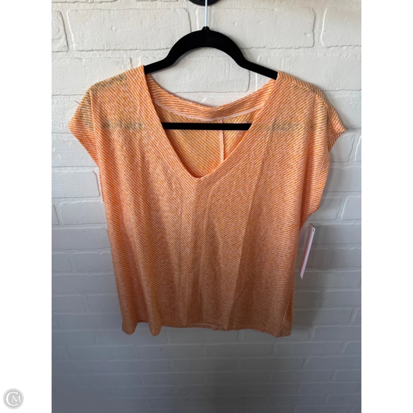 Top Sleeveless By Loft In Orange & White, Size: M