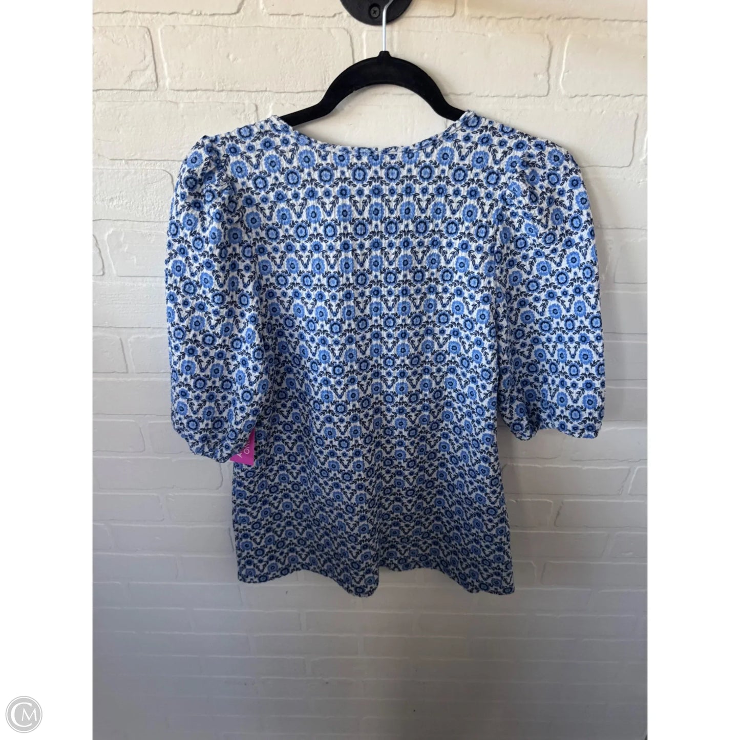Top Short Sleeve By Loft In Blue & White, Size: M