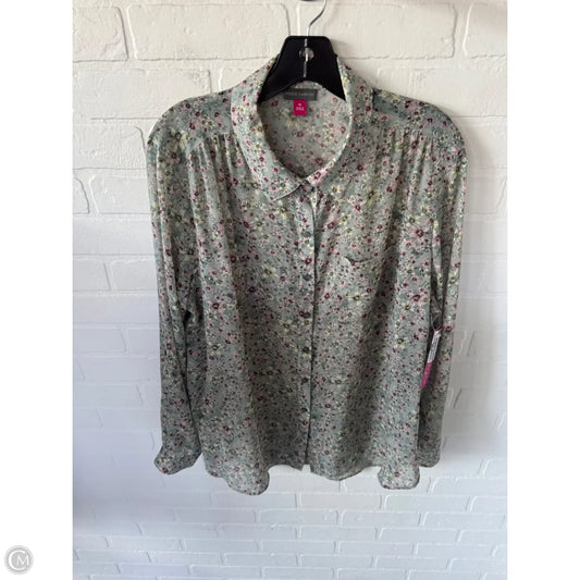 Top Long Sleeve By Vince Camuto In Green & Pink, Size: 1x