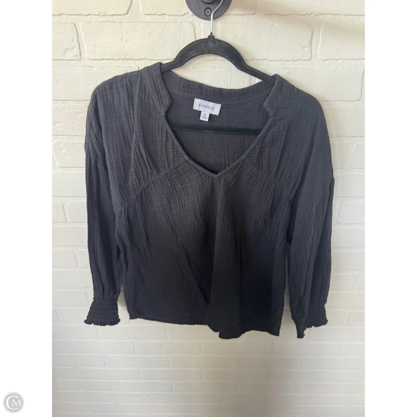 Top Long Sleeve By Evereve In Black, Size: M