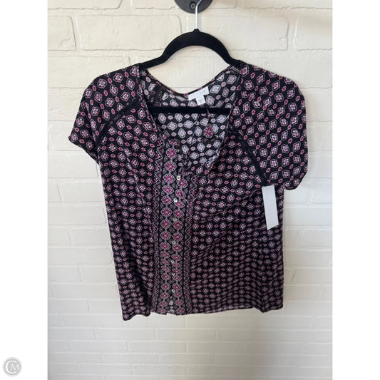 Top Short Sleeve By J. Jill In Black & Pink, Size: Xs