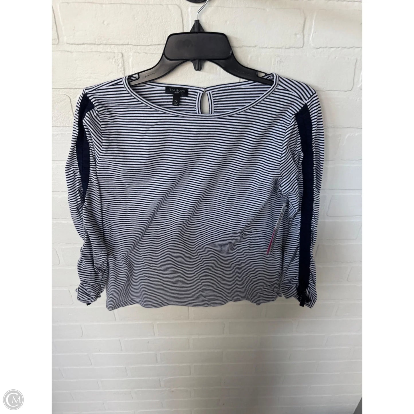 Top Long Sleeve By Talbots In Blue & White, Size: Mp
