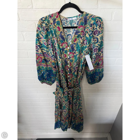 Dress Casual Midi By Clothes Mentor In Blue & Tan, Size: Xs