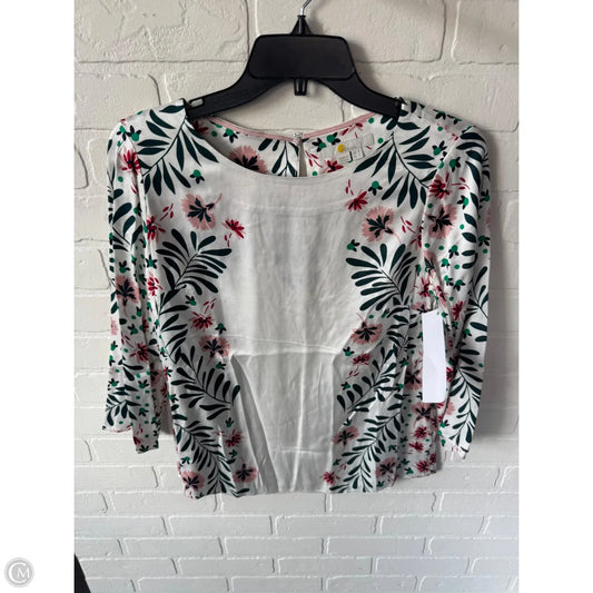 Top Long Sleeve By Boden In Green & White, Size: S