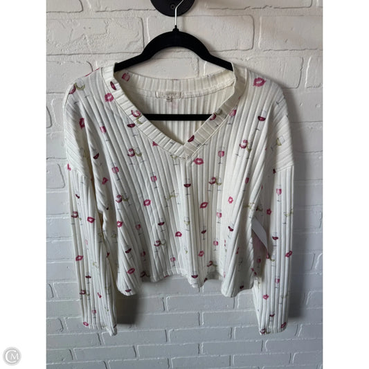 Top Long Sleeve By Z Supply In Cream & Pink, Size: M
