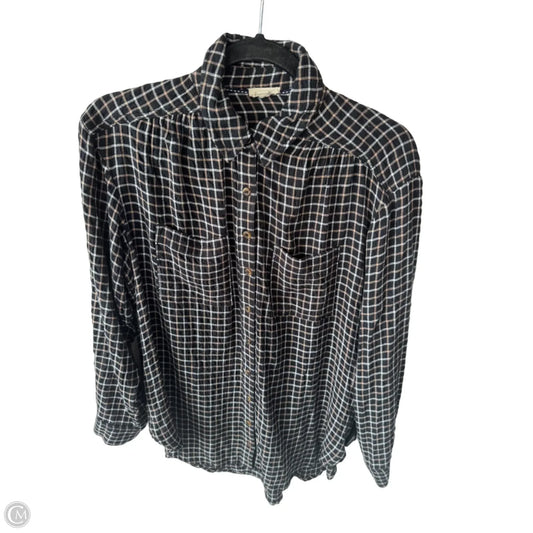 Top Long Sleeve By Pilcro In Black & Tan, Size: Xs