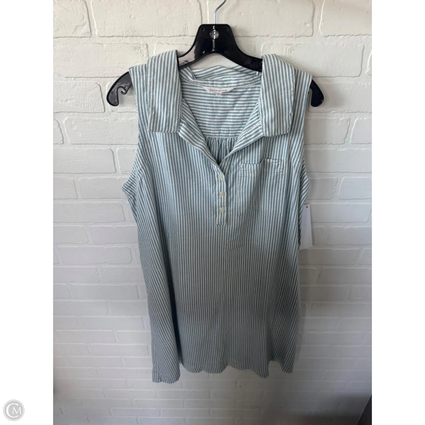 Dress Casual Short By Soma In Blue & Cream, Size: L