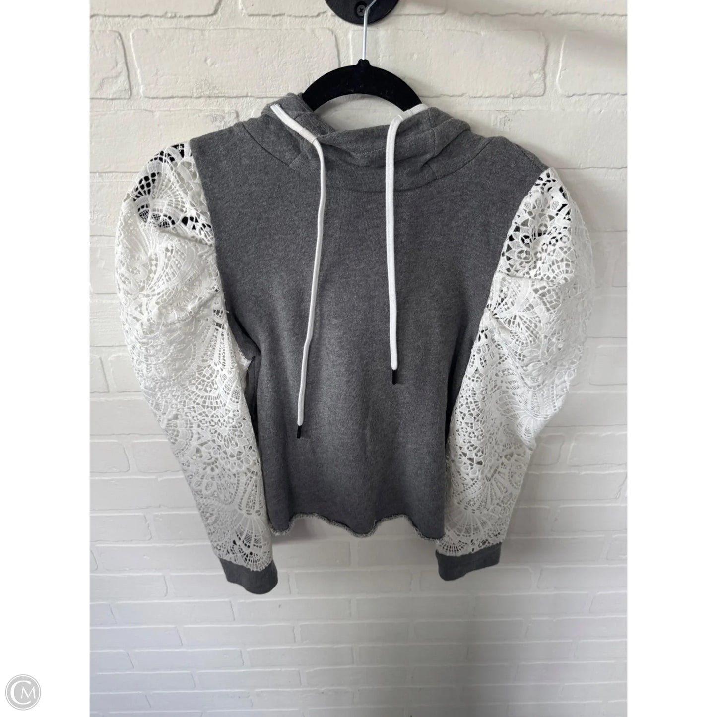Top Long Sleeve Designer By Alice + Olivia In Grey & White, Size: Xs