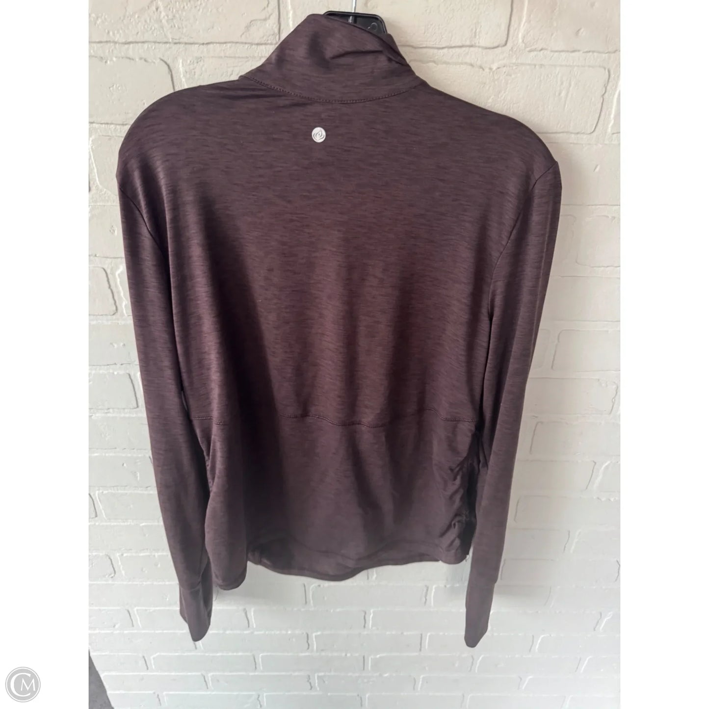 Athletic Top Long Sleeve Collar By Apana In Brown, Size: Xl