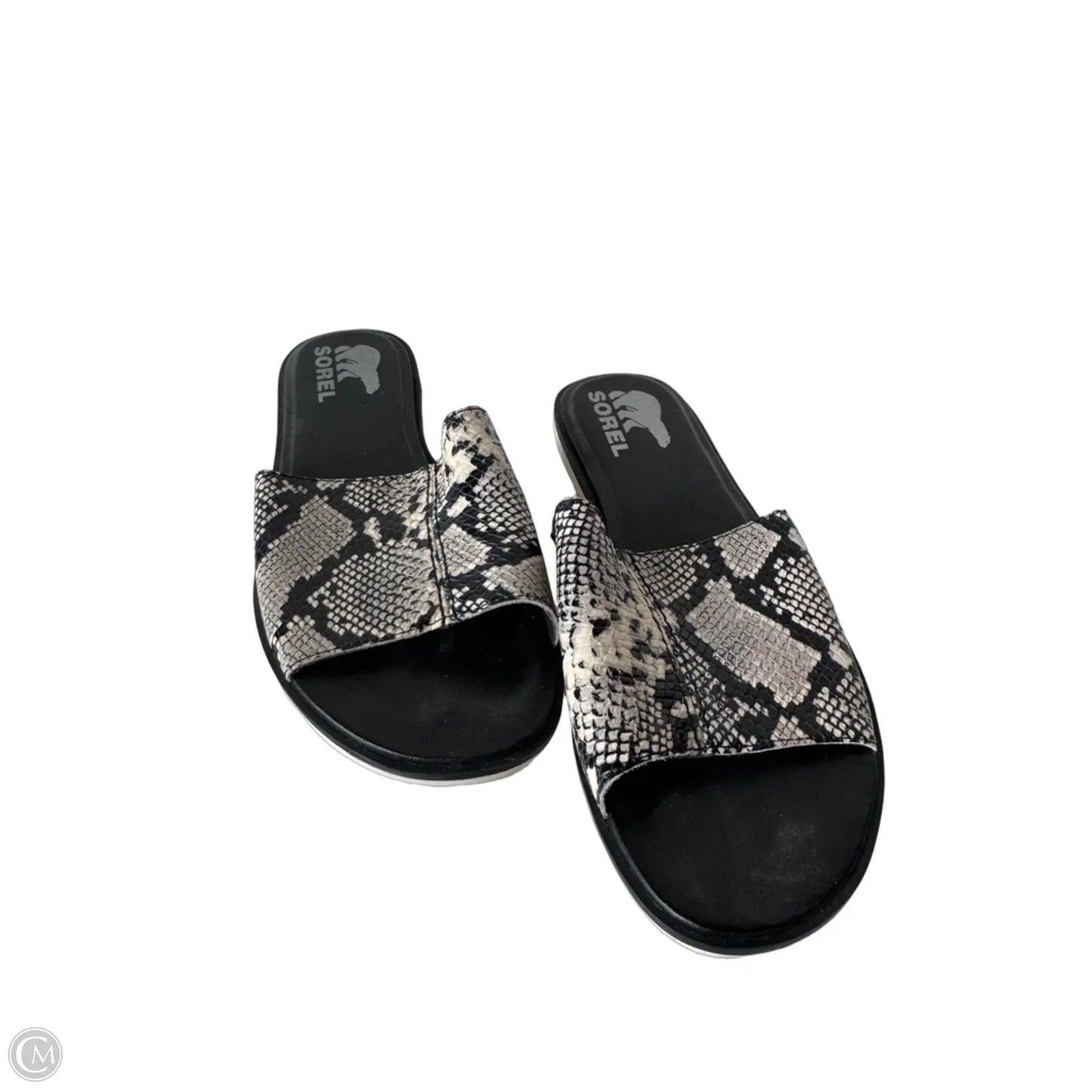 Sandals Flats By Sorel In Black & Cream, Size: 8