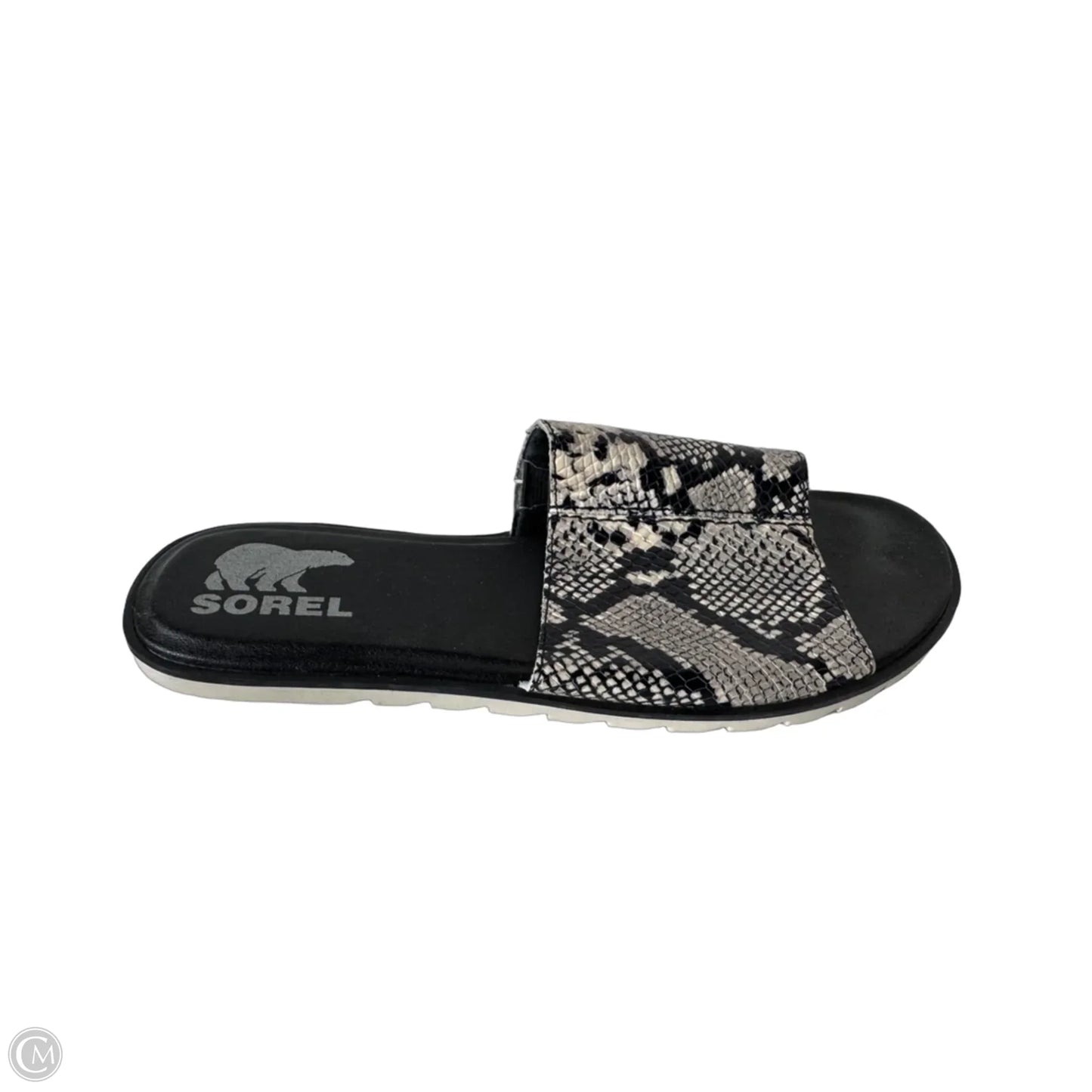 Sandals Flats By Sorel In Black & Cream, Size: 8