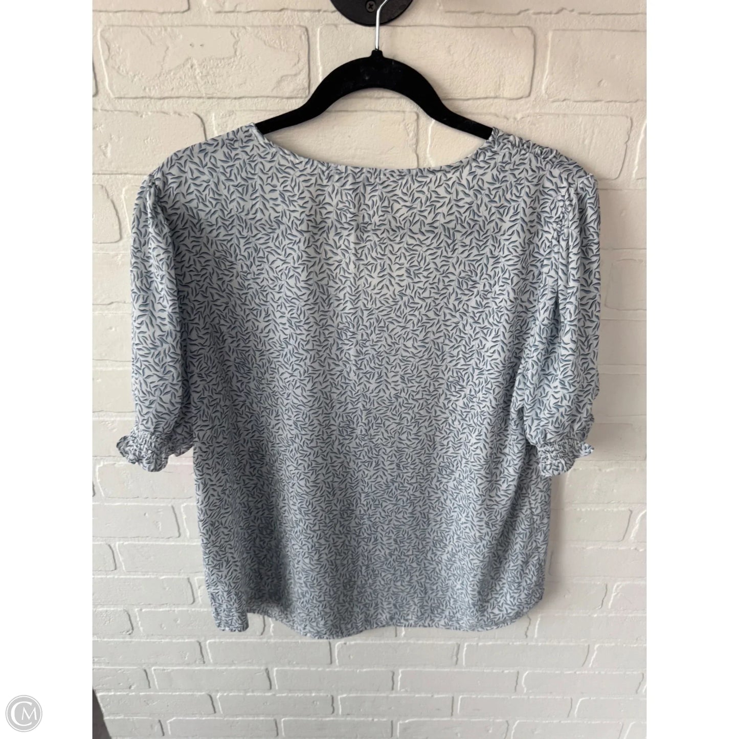 Top Short Sleeve By Adrianna Papell In Blue & White, Size: M