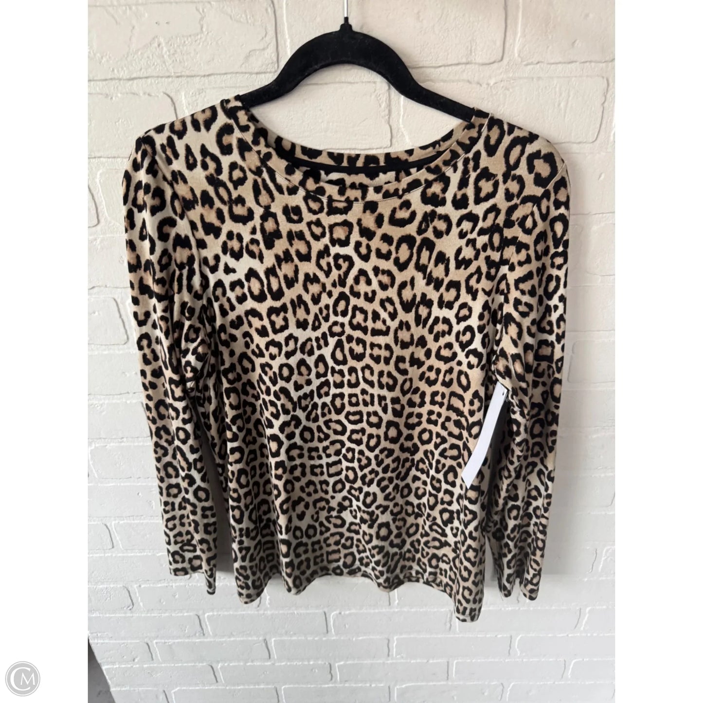 Top Long Sleeve Basic By Chicos In Black & Cream, Size: M