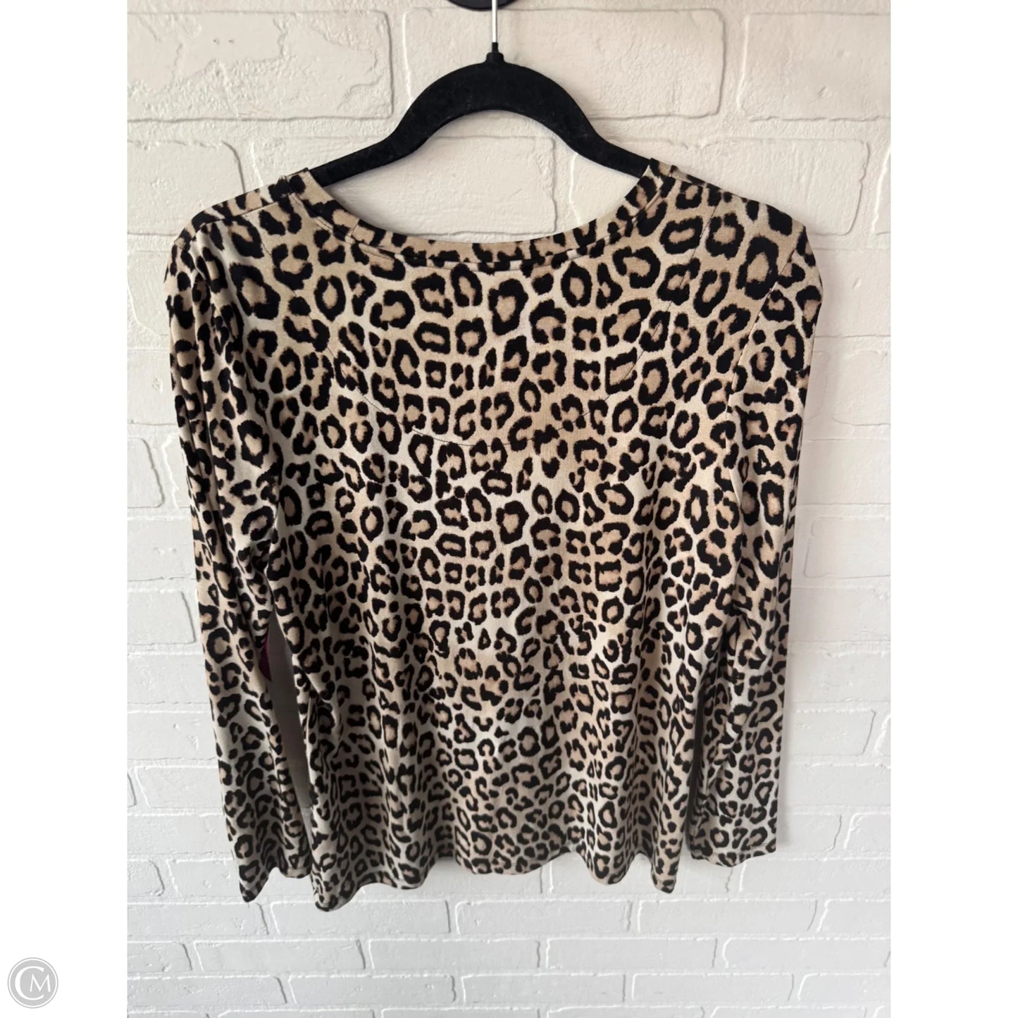 Top Long Sleeve Basic By Chicos In Black & Cream, Size: M