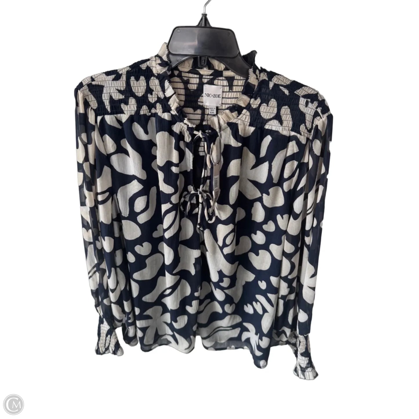 Top Long Sleeve By Nic + Zoe In Blue & Cream, Size: Xxl
