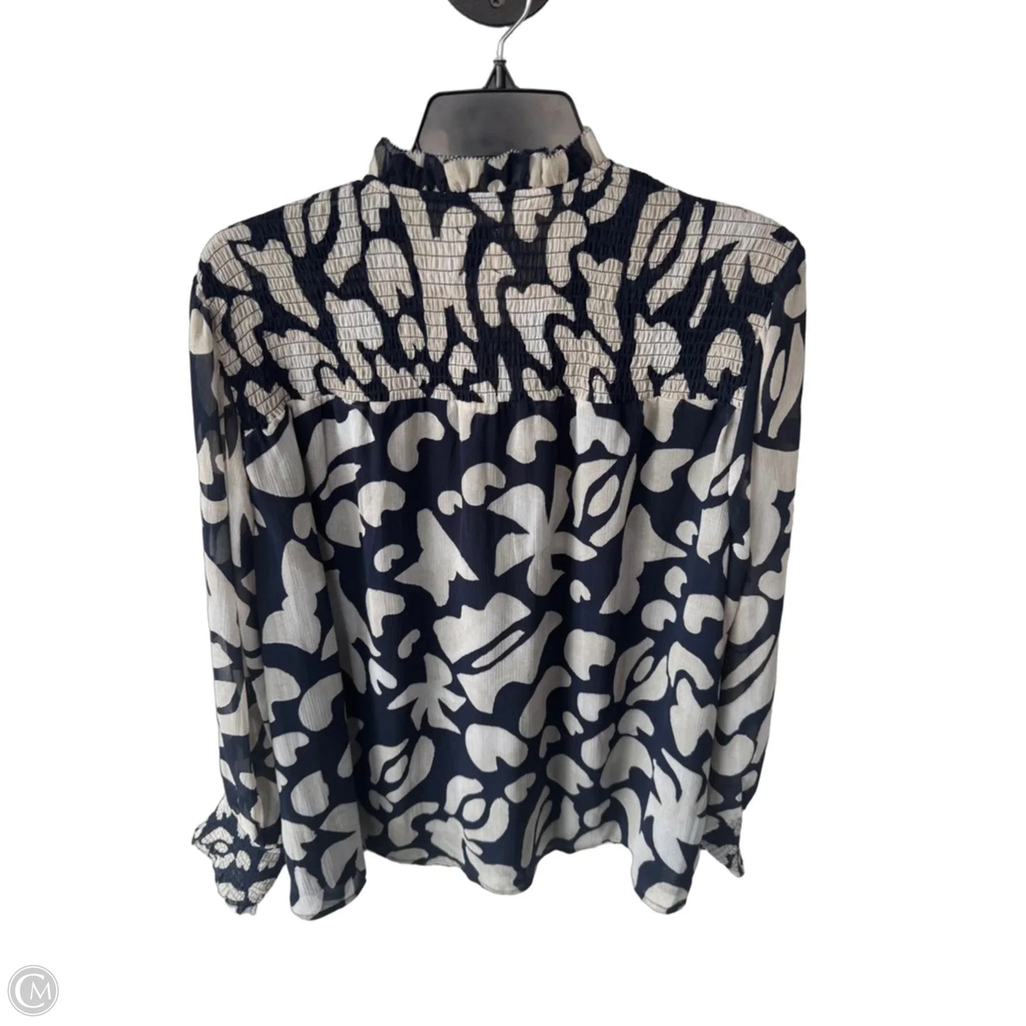 Top Long Sleeve By Nic + Zoe In Blue & Cream, Size: Xxl