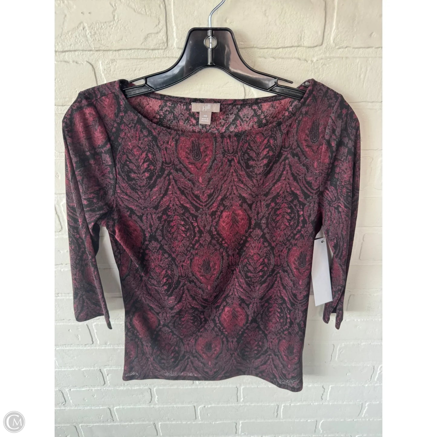 Top 3/4 Sleeve By J. Jill In Black & Red, Size: Xs