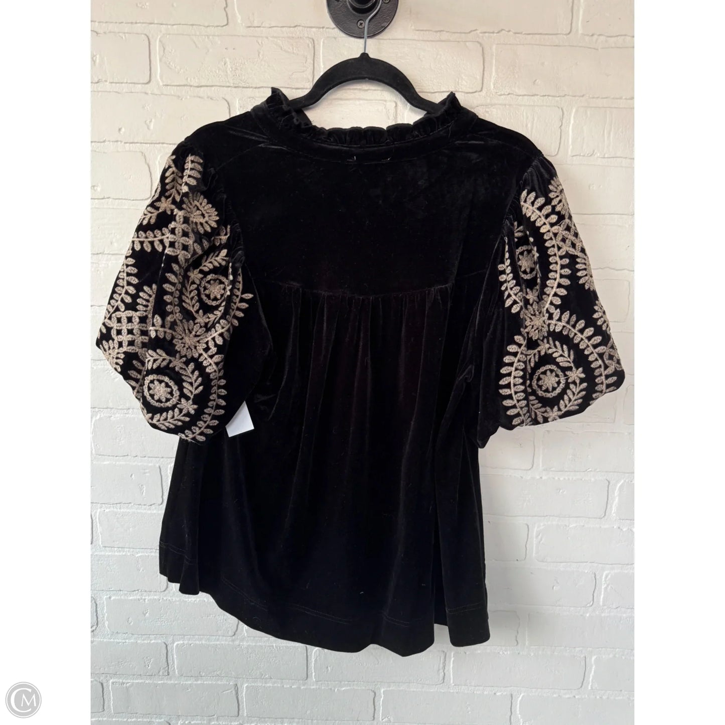Top Short Sleeve By Umgee In Black & Tan, Size: M