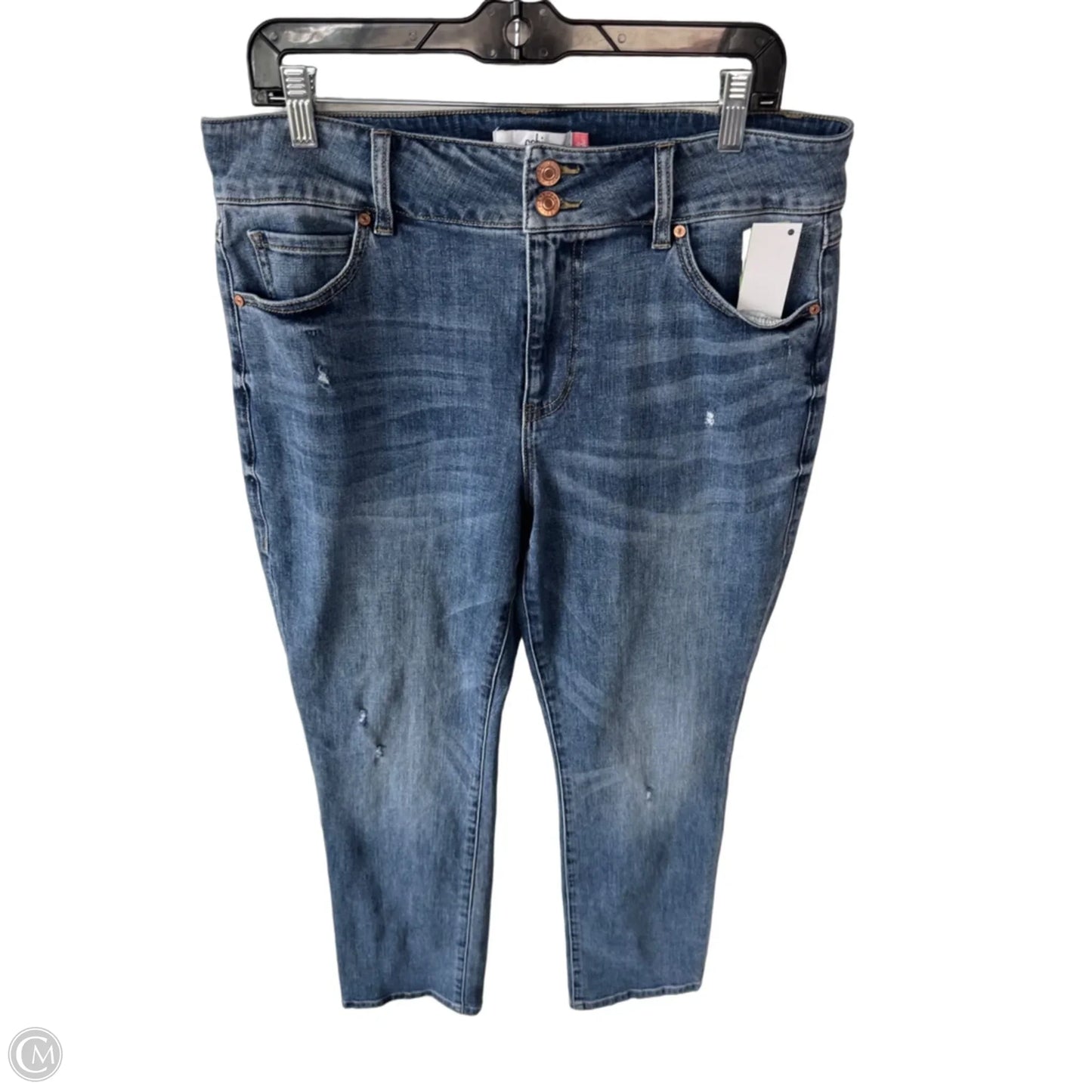 Jeans Straight By Cabi In Blue Denim, Size: 14