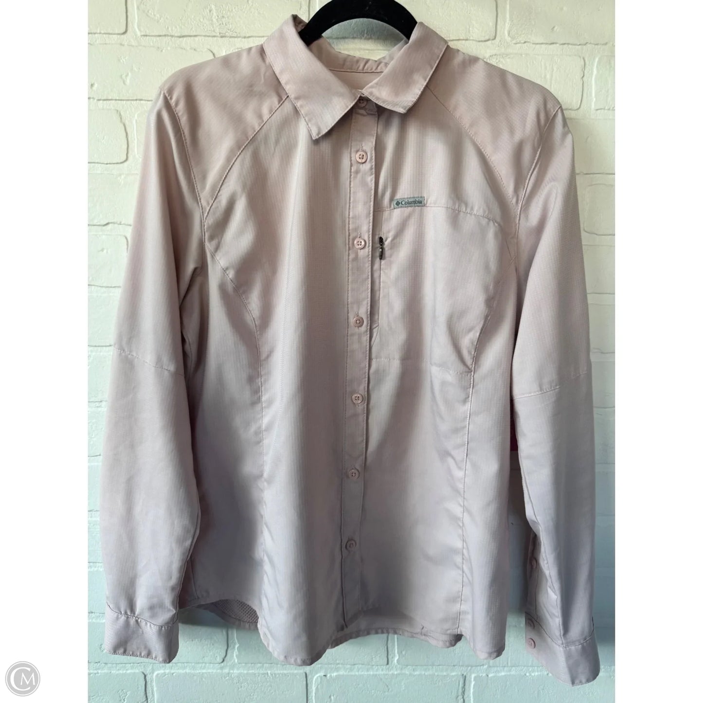 Athletic Top Long Sleeve Collar By Columbia In Pink, Size: M