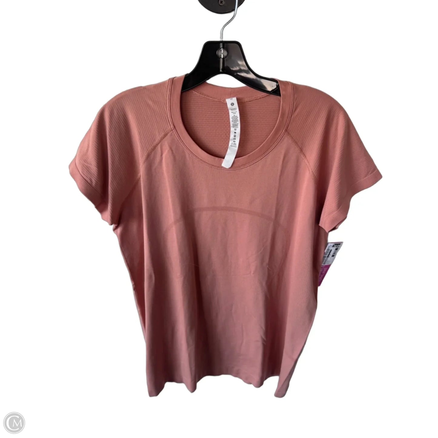 Athletic Top Short Sleeve By Lululemon In Orange, Size: L