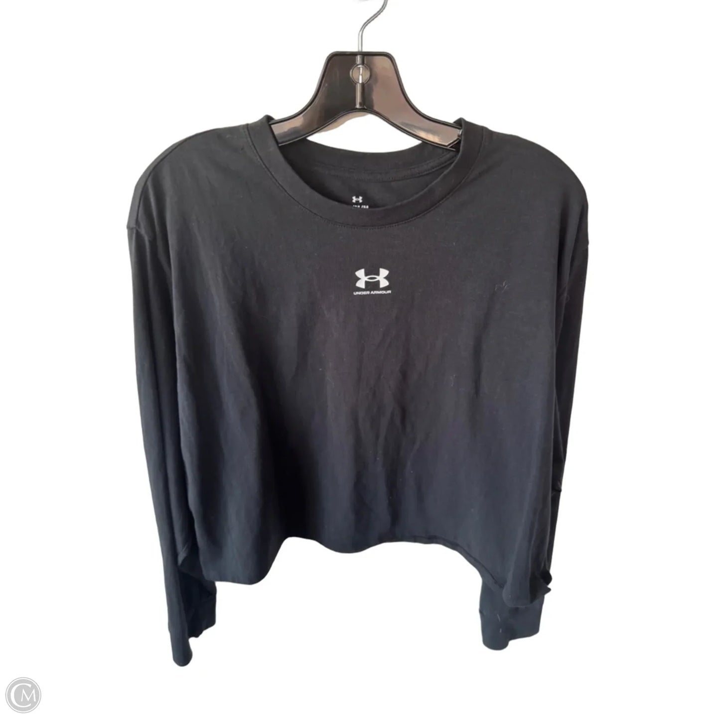 Athletic Top Long Sleeve Crewneck By Under Armour In Black, Size: M