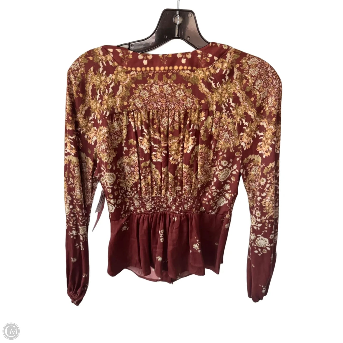 Top Long Sleeve By Free People In Maroon, Size: S