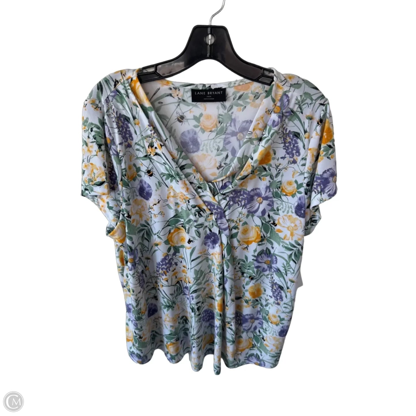 Top Short Sleeve By Lane Bryant In Green & Purple, Size: Xl