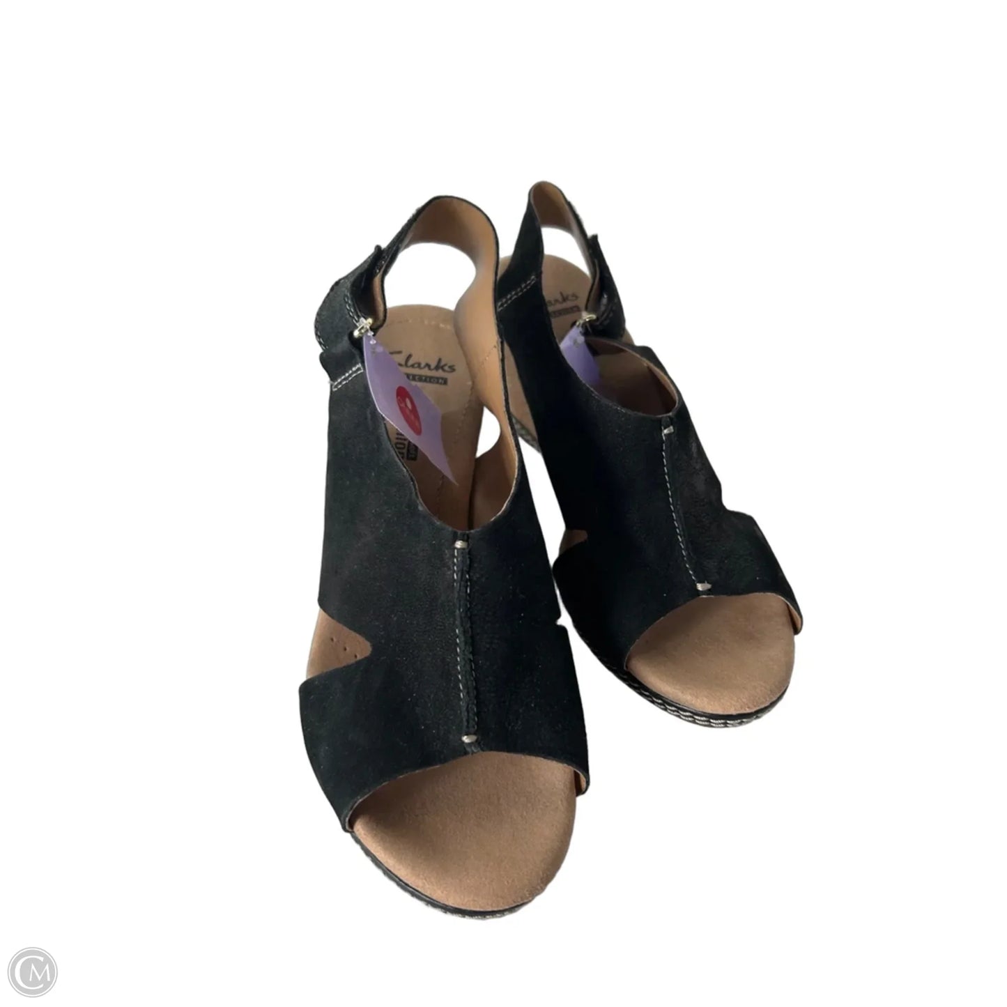Sandals Heels Wedge By Clarks In Black, Size: 7.5