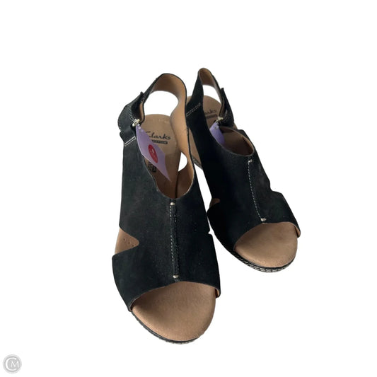 Sandals Heels Wedge By Clarks In Black, Size: 7.5