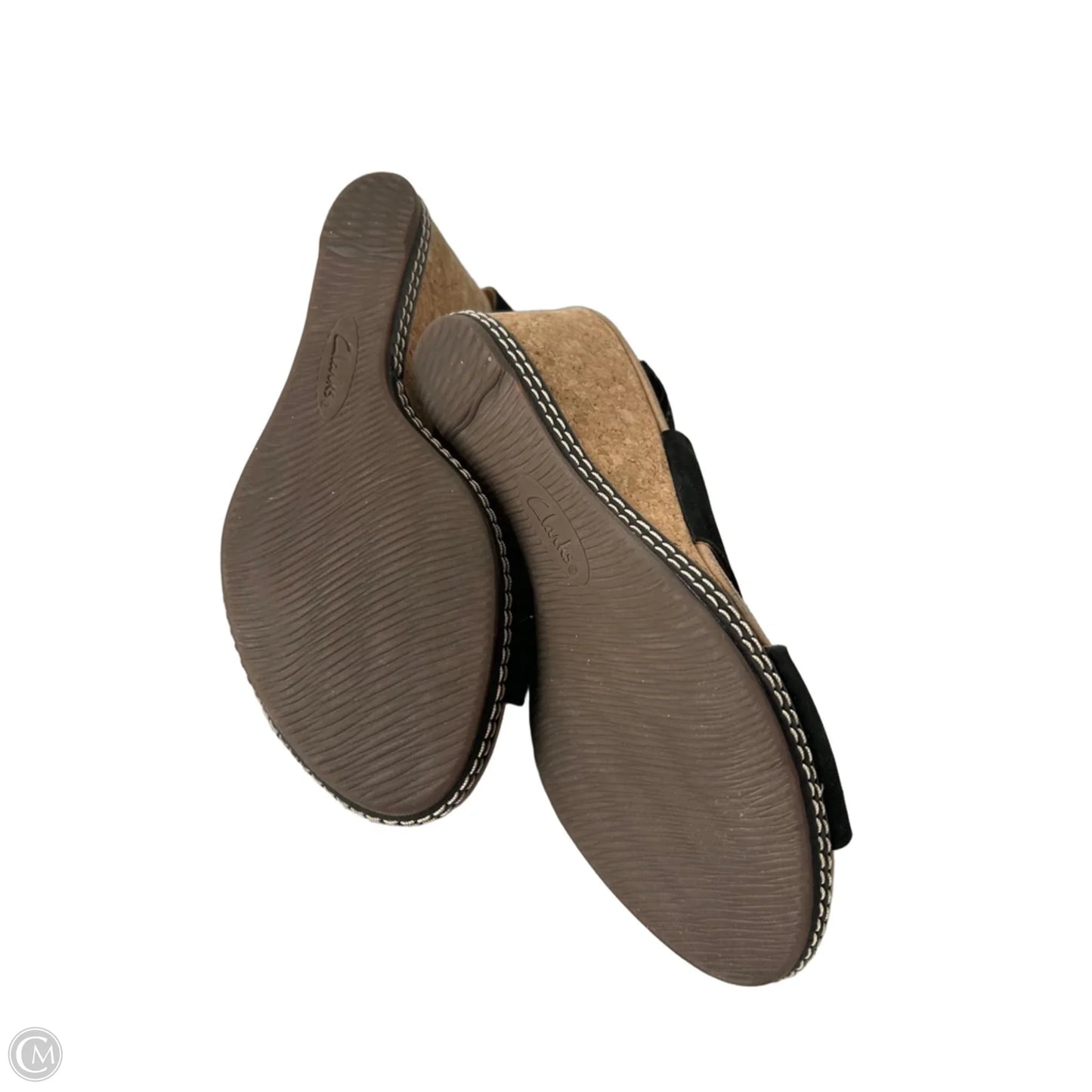 Sandals Heels Wedge By Clarks In Black, Size: 7.5