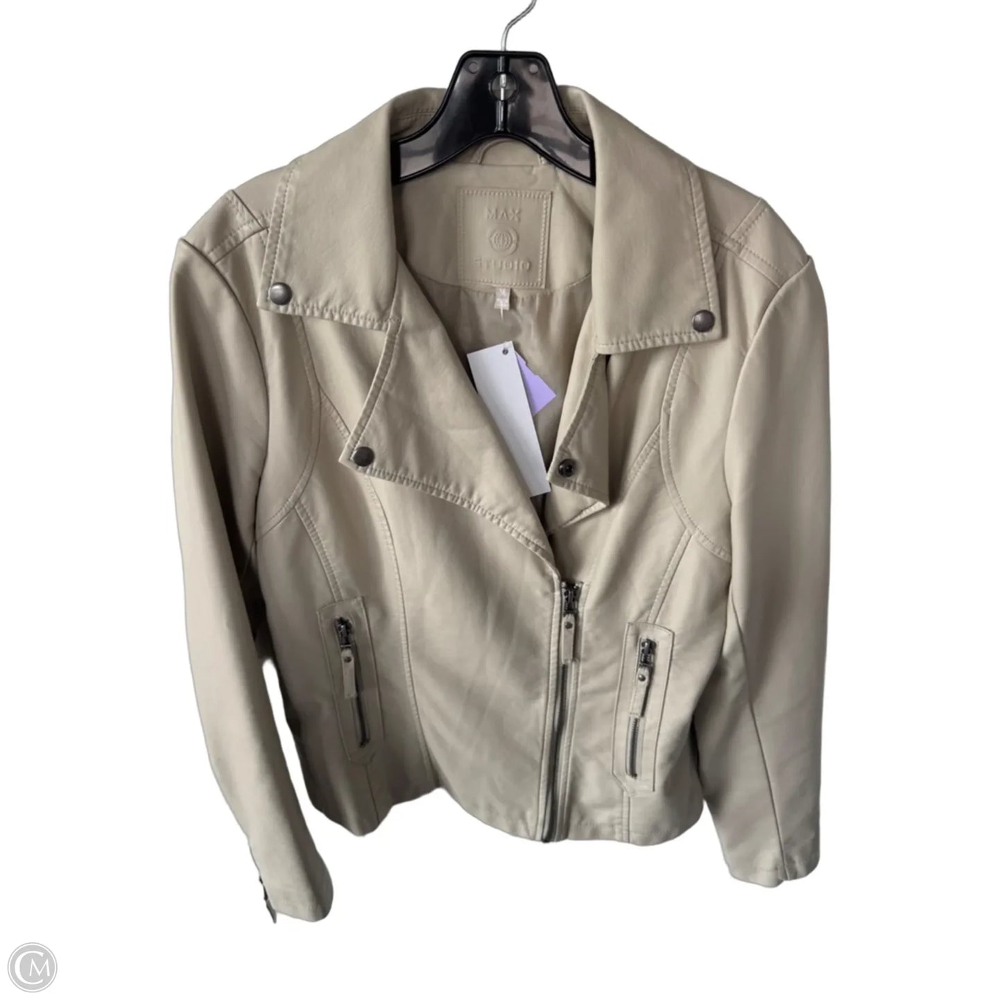 Jacket Moto By Max Studio In Cream, Size: M