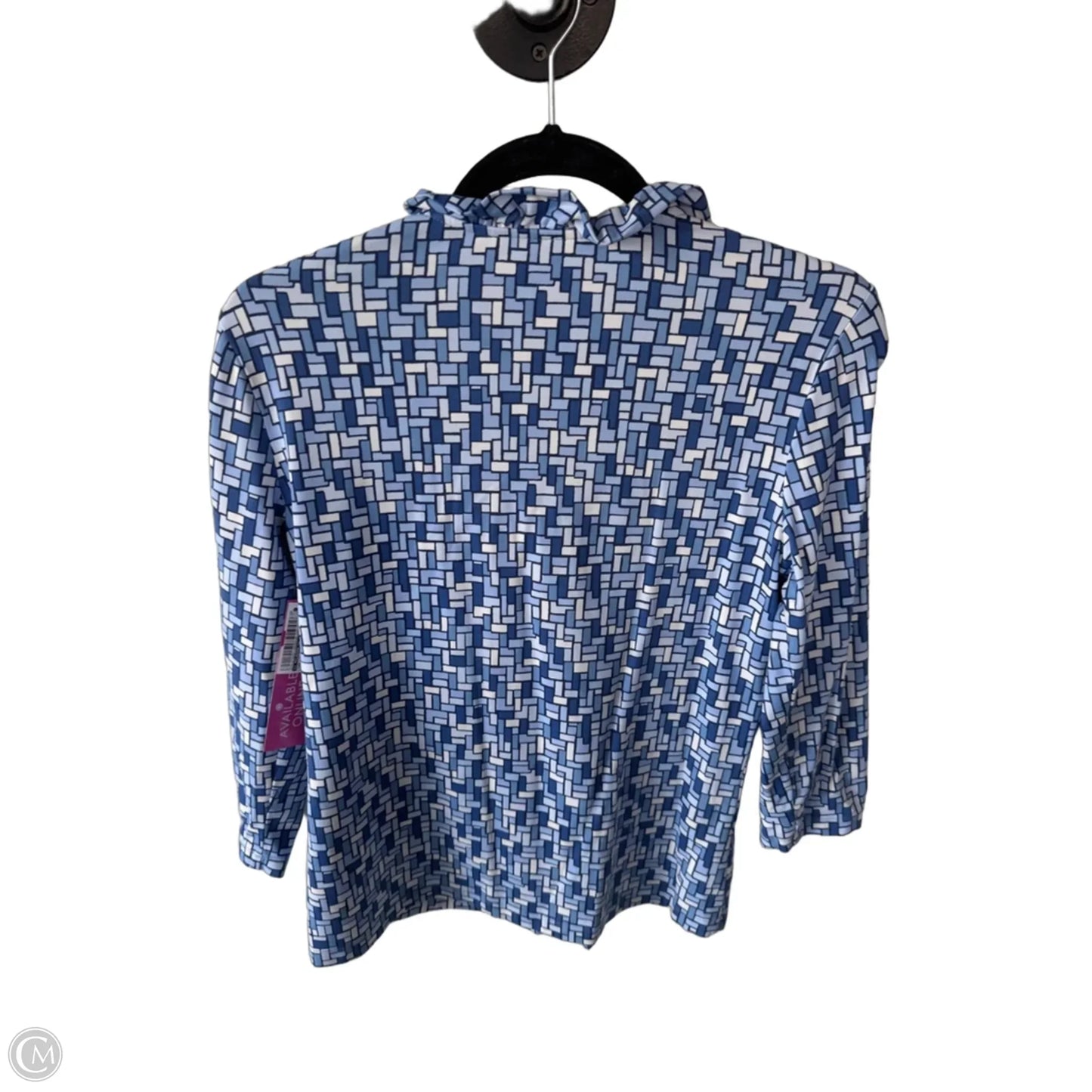 Top Long Sleeve By J Mclaughlin In Blue & White, Size: M